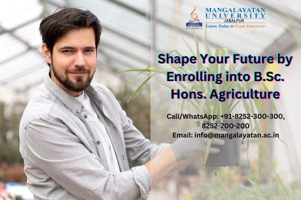 In the given image a student is showing himself with plant and pursue in B.Sc. Hons. Agriculture