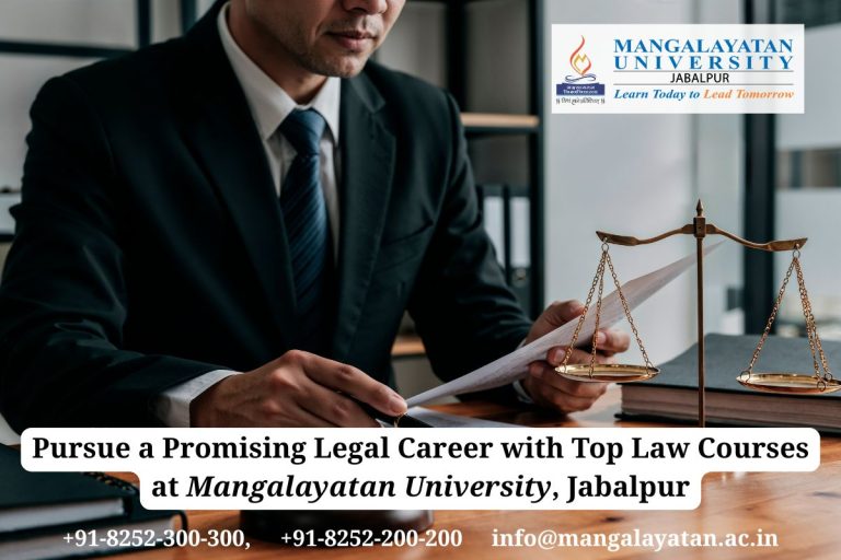 Image promoting top law courses at Mangalayatan University, Bhubaneswar, for a promising legal career.