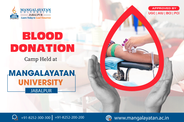 Blood Donation Camp Held at Mangalayatan University, Jabalpur